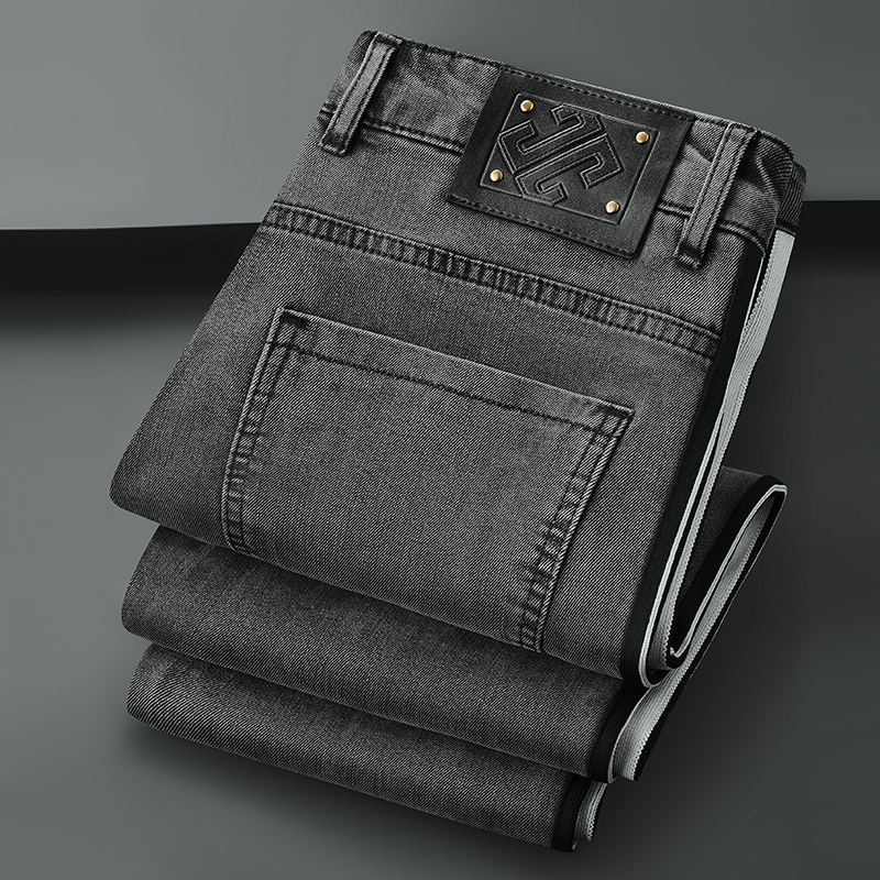 Men's Slim-Fit Straight-Leg Jeans in Black-Gray 520