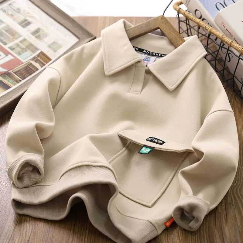 Spring Autumn Sweatshirt Boys Flip Neck Head Pullover Childrens Casual Fashion Top 2024 New Teenagers Solid Color Clothes 414YT251030