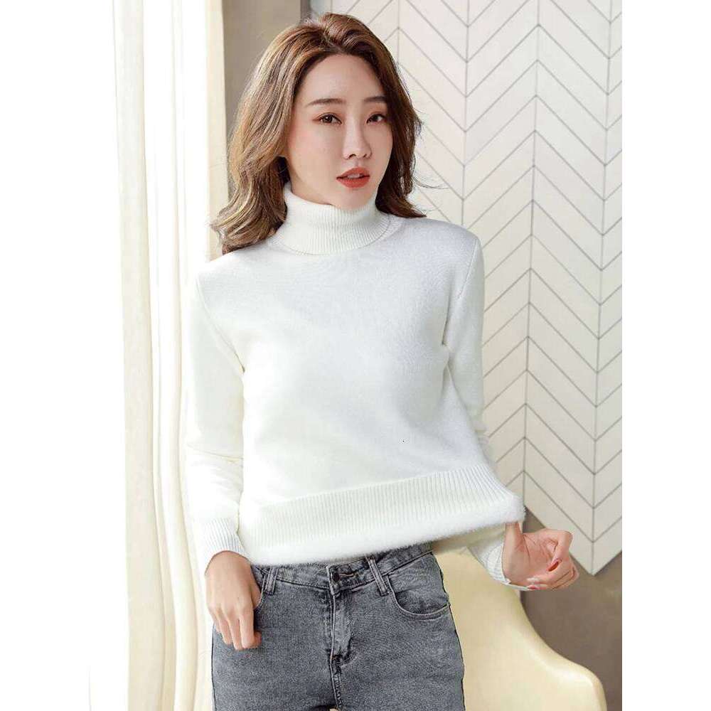 Sweater For Women Winter Thicken Turtleneck Slim Knit Pullover New Warm Plush Veet Lined Knitwear Jumper Tops Casual Poleras Designer Sweater Women Be