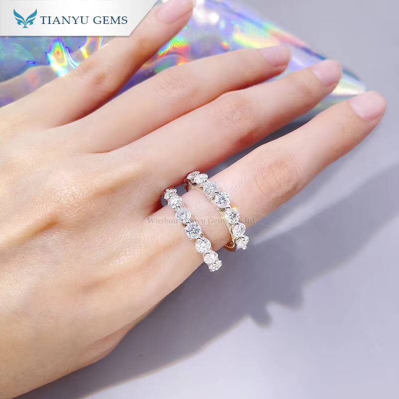 Tianyu Gems Lovely 37mm Round Cut Colorless Forever Moissanite Diamond Wedding Engagement Women Jewelry Ring Set Diamonds Ring