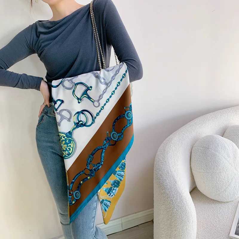 New 90 imitation silk square scarf with trendy style versatile temperament womens scarf shawlscarfW251029