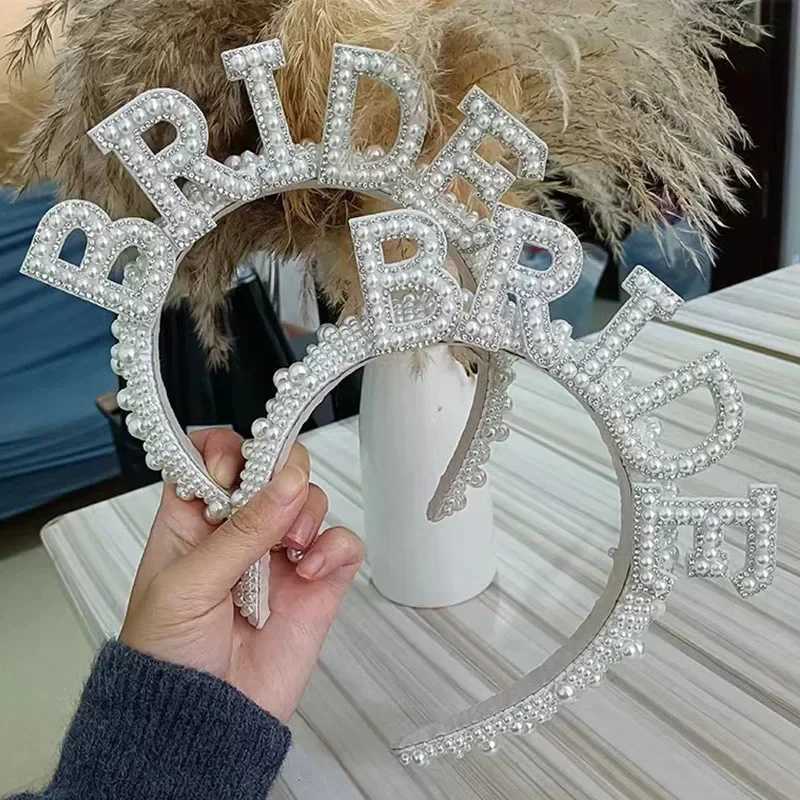 Bride to be Pearl crown Headband Bach Bachelorette hen Party Bridal Shower wedding engagement rehearsal dinner Decoration Gift C251030