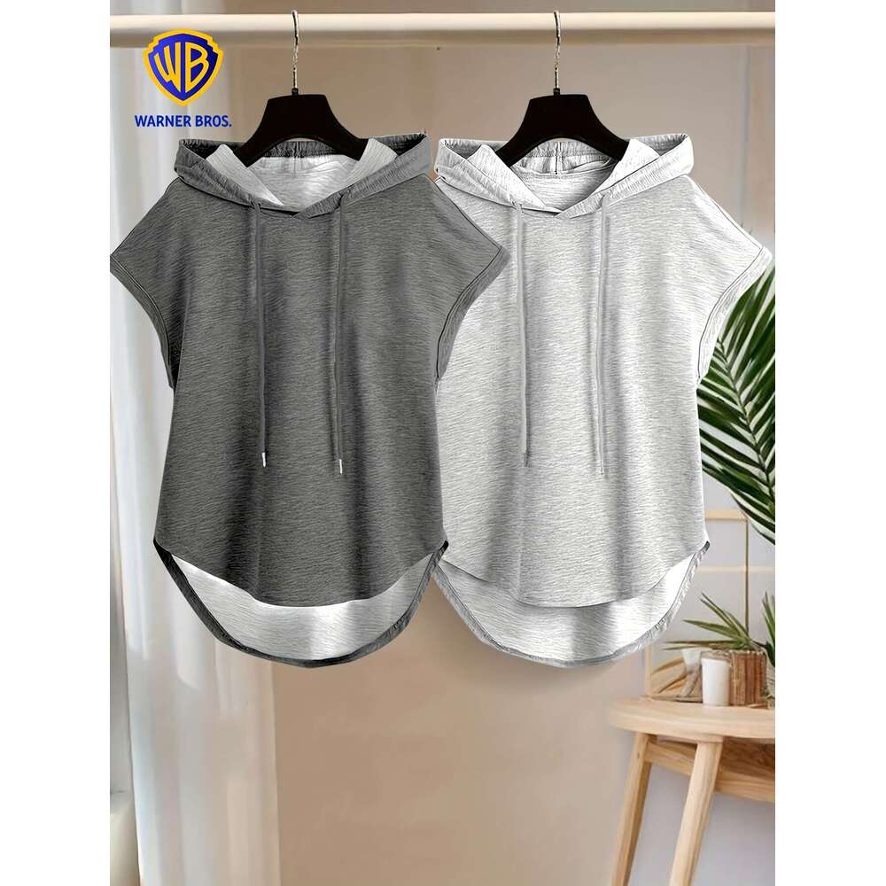 Cute Sweatshirts Pcs Women S Casual Sleeveless Hooded Sweatshirts Solid Color With Metallic Accent Pockets Relaxed Fit Hine Washable Spring Fall
