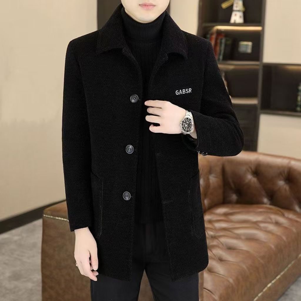 2025 New Woolen Coat Designer Coat Fashion Woolen Lapel Overcoat Men's Casual Versatile Mid-length Plus Size Jacket