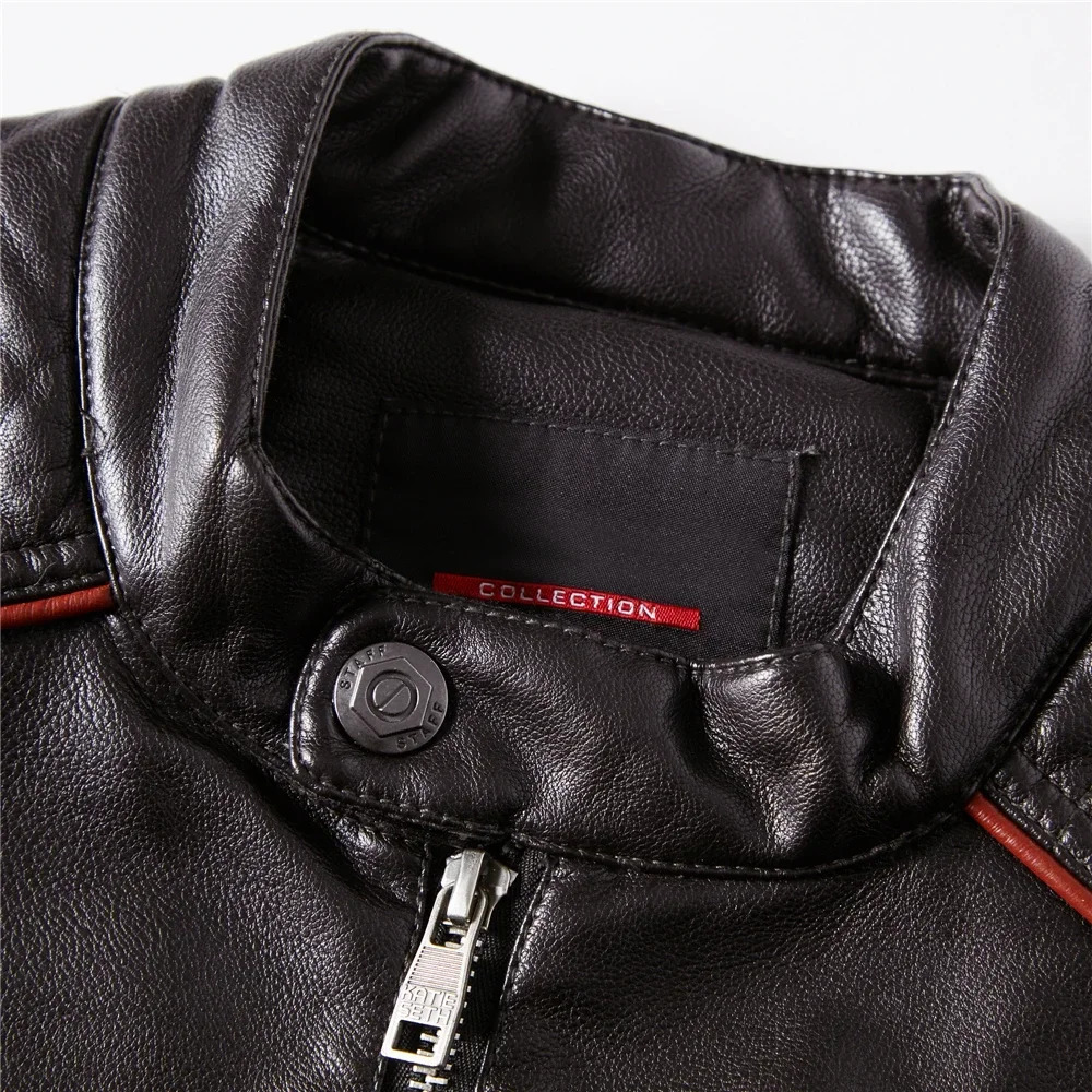 Streetwear Biker Coat Slim Fit Autumn Winter Men Fur Lined Motorcycle Jacket Fashion Coffee Leather 251029