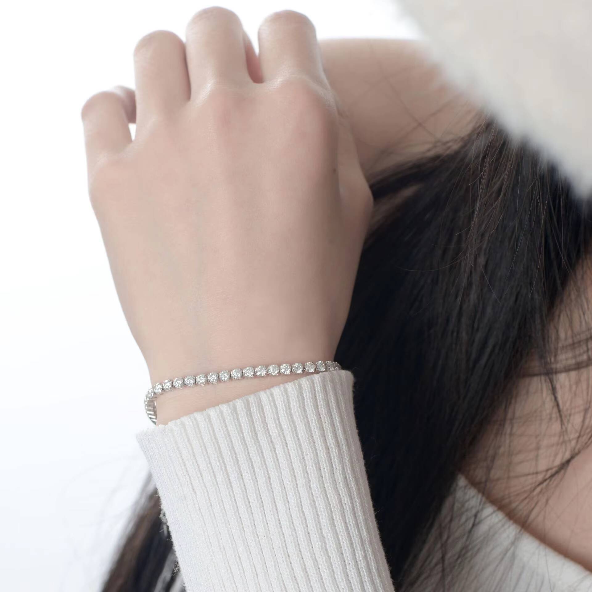 925 Sterling Silver SingleRow GRA Moissanite Diamond Tennis Bracelet Fashion Fine Womens Jewelry Elegant Bangles