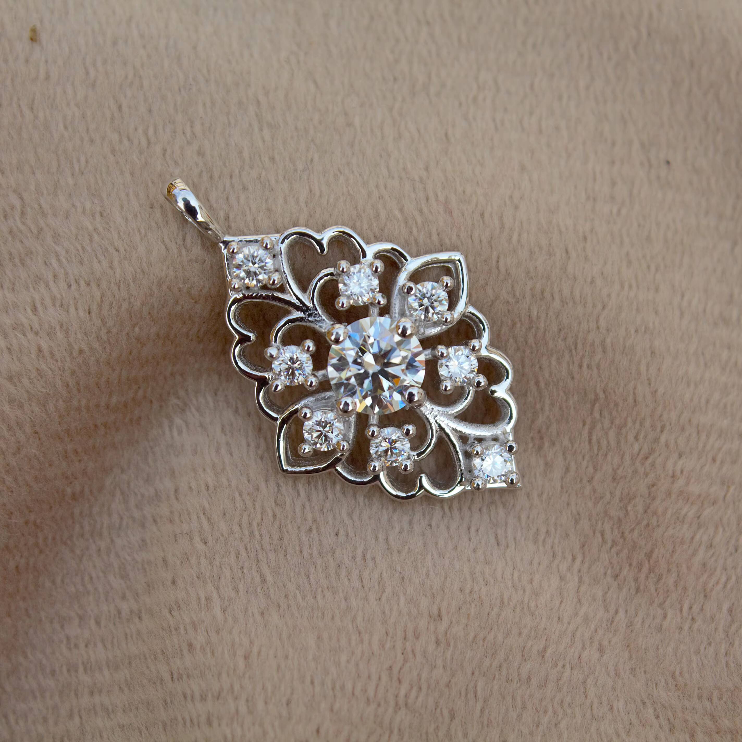 925 Sterling Silver Moissanite Pendant D Color VVS1 Clarity Silver Dazzling Moissanite Solitaire Without Chain Pendant