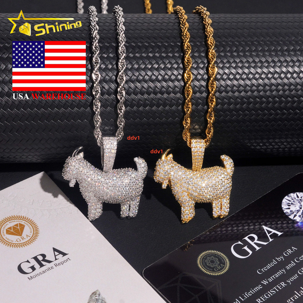 No Tarrifs USA Warehouse Stocks GRA Certificate Solid 925 Sterling Silver Hip Hop Iced Out VVS MoissanitePendant Designer's style