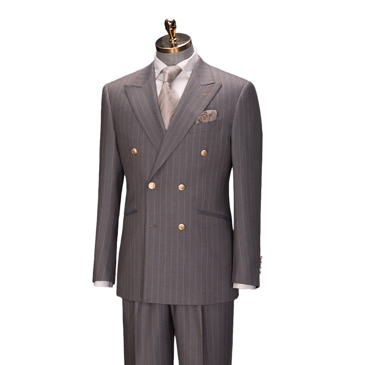 50 Australian Wool Suit Set SemiLinen Lining Mens DoubleBreasted Business Formal HighEnd Dress 251030