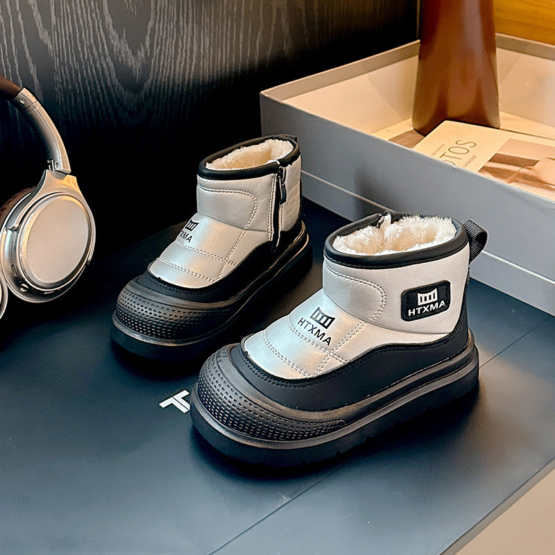 New children's cotton boots, snow boots, wool lining, thickened oversized girls' protective cotton shoes, warm cotton boots, fashionable des