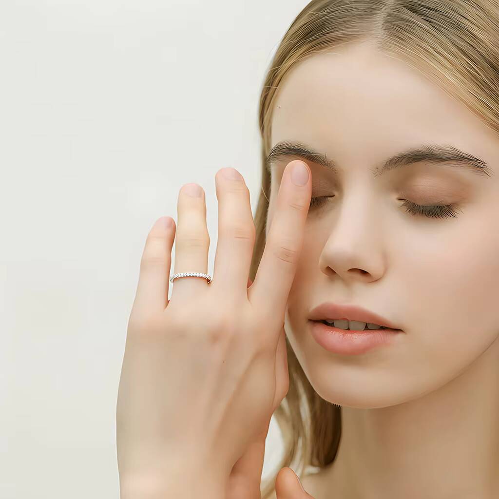 Best Selling Trendy Fashion Women Luxury Fine Jewelry 15mm Moissanite S925 Sterling Silver Tennis Ring Christmas