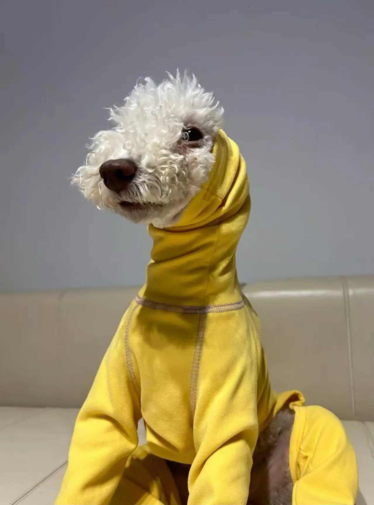 Warm Yellow Fleece Sweater for Bedlington Terrier Soft 4legged HighNeck Sweatshirt Windproof Winter Coat for Small Mid Dog C251030
