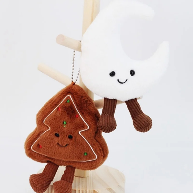 Adorable Christmas Tree Star Plushies Keychains Soft Moon Gingerbread Tree Doll Cartoon Bag Pendant Plush Toy Gifts Girl 251030