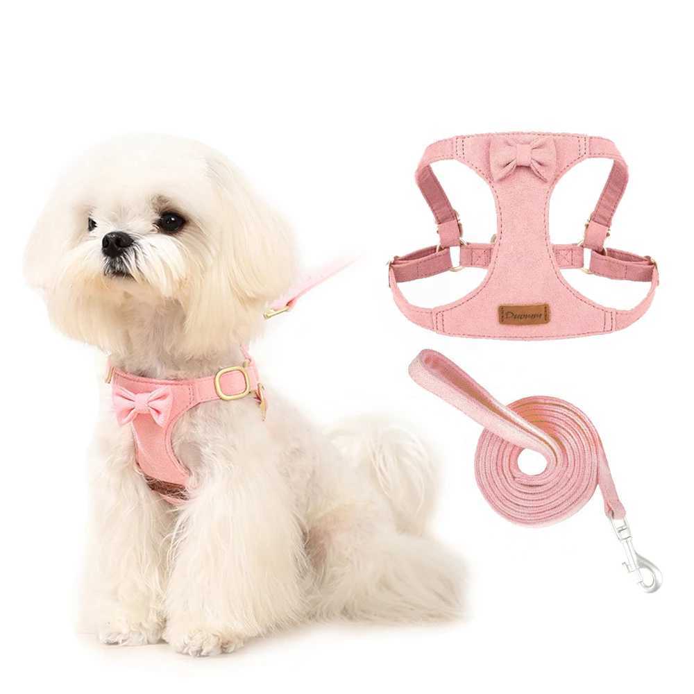 Trendy Premium Suede Dog Harness Leash Set Adjustable Pet Chest Strap Soft Durable Puppy kitten Fashion Accessories J251129