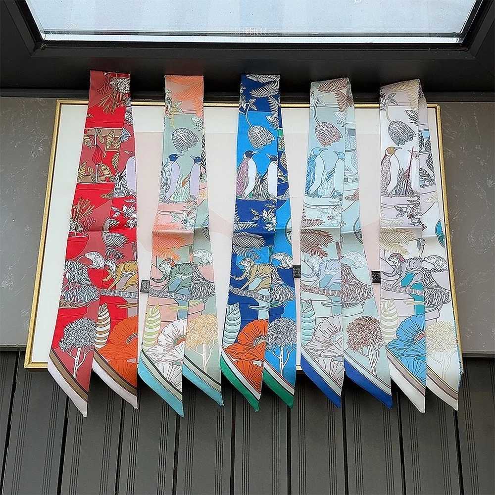 5 90Cm French New Hotselling Plant Jungle Twill Silk Decorative Streamer Wrapping Bag Ribbon Silk Scarf Small Scarf W251029