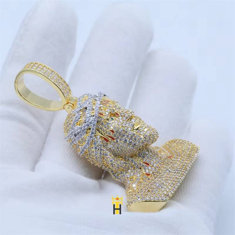 Luxury Diamond 925 Sterling Silver Pendant Full Paved Cz Diamond Pendant Hiphop Religious Jesus Pendant