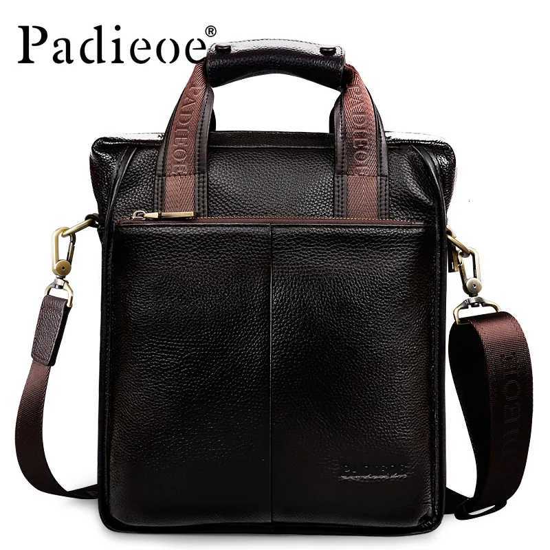 Padieoe Vintage Men Briefcase Genuine Leather Men Messenger Bags Fi M Tote Bags Leather Business Men Bag Shoder Bags Y251011