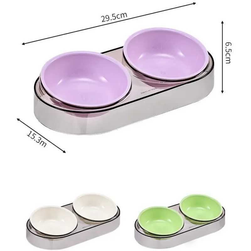 Dog Food Bowl Adjustable Cat Water Bowl Double Bowls for Dogs Feeding Neck Protector Detachable Dog Food Container Pet Supplies J251113