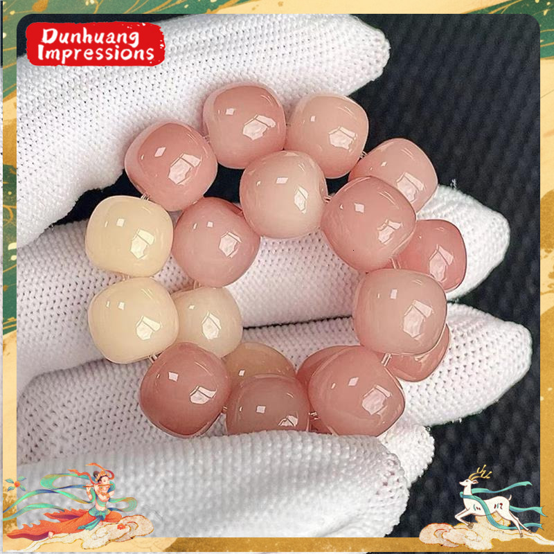 Refined Root Pink Gradient Bodhi Seed Student Edition Handmade Bracelet Buddhist Beads Gift for Girlfriend ddmynov