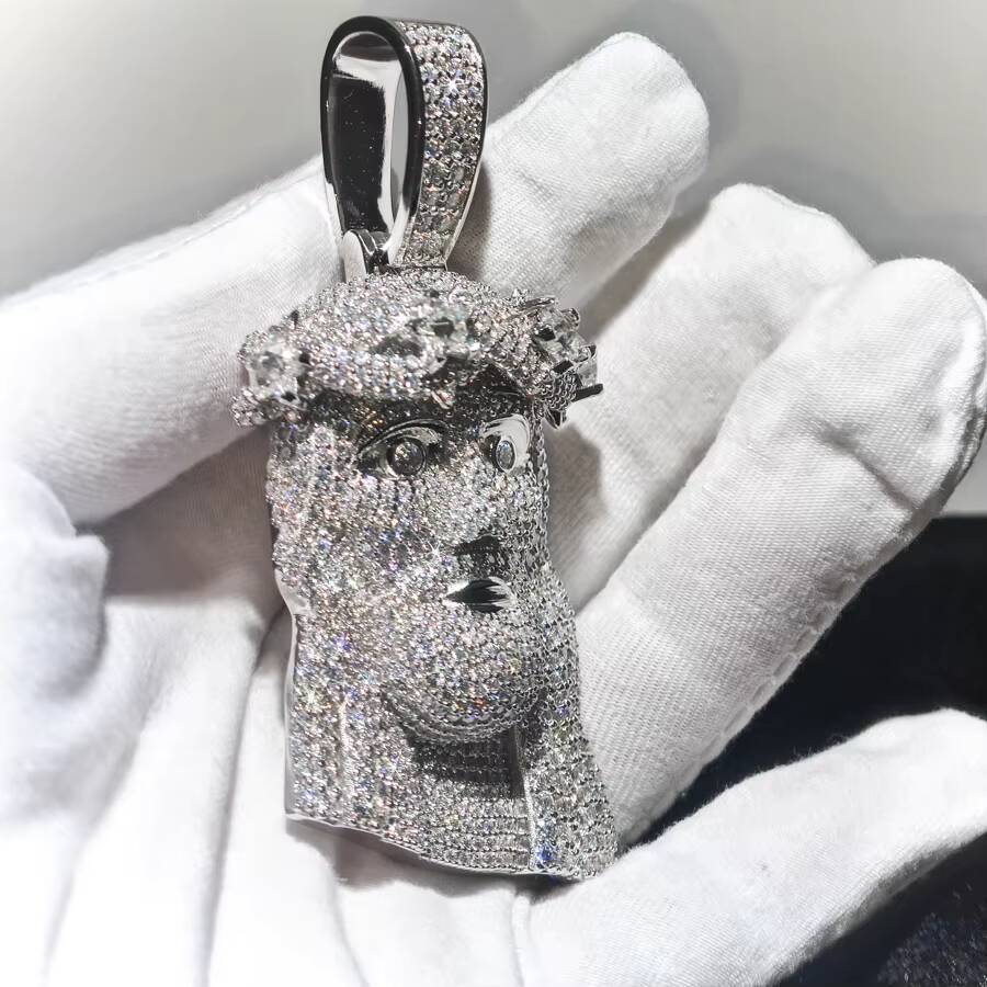 3inches Hip Hop Custom Iced Out Moissanite Mens FivePoint Star Cut Jesus Pendant With 925 Sterling Silver Pass Diamond Tester