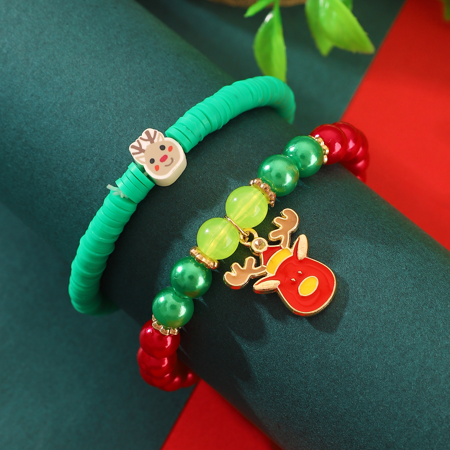Festive Seasonal Charms: Stretchy Bracers Featuring Reindeer, Snowman & More