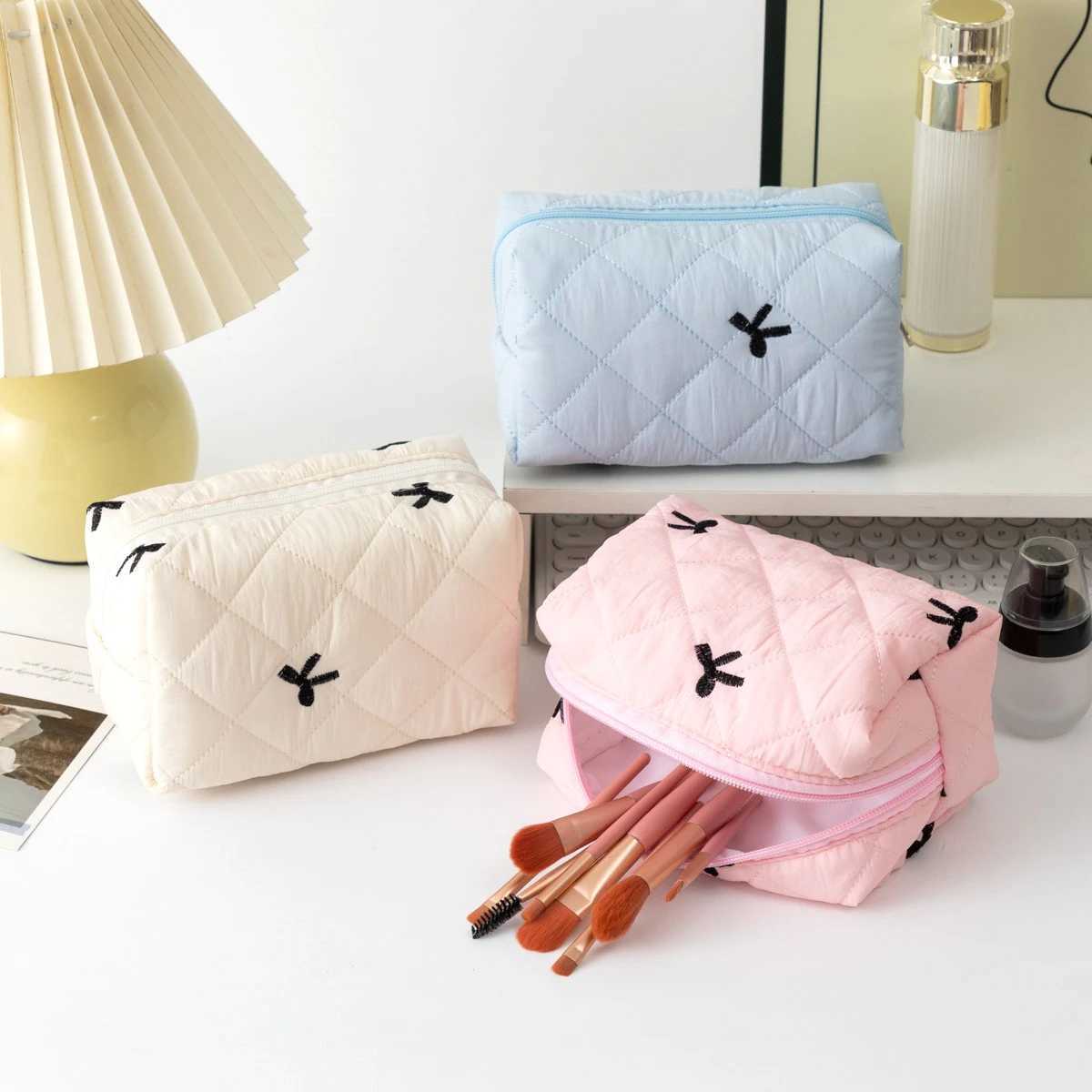 1PC Bowknot Pencil Case with Zipper Portable Stationery Storage Bag Large Capacity Fashionable Study Supplies Organizer J251115