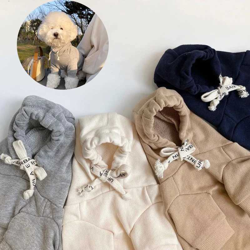 Ins Winter Fashion Hooded Dog Hoodie Warm Dog Cat Foot Coat Solid Cotton Top Fashion Luxury Design puppy Clothes for Large Dog C251030