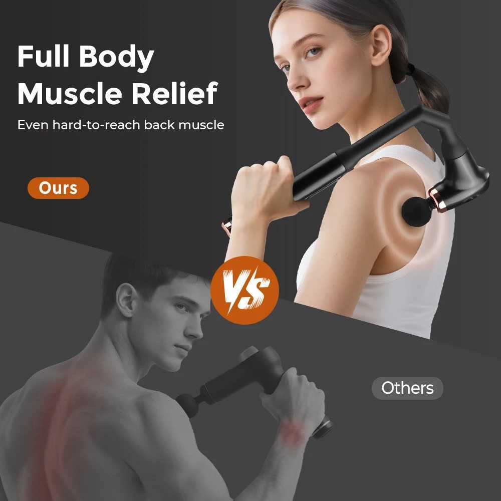 Electric Fascia Gun With Extended Handle Portable Massage Gun UShaped Massage Hammer Shoulder Neck Back Massager Muscle Relax J251030