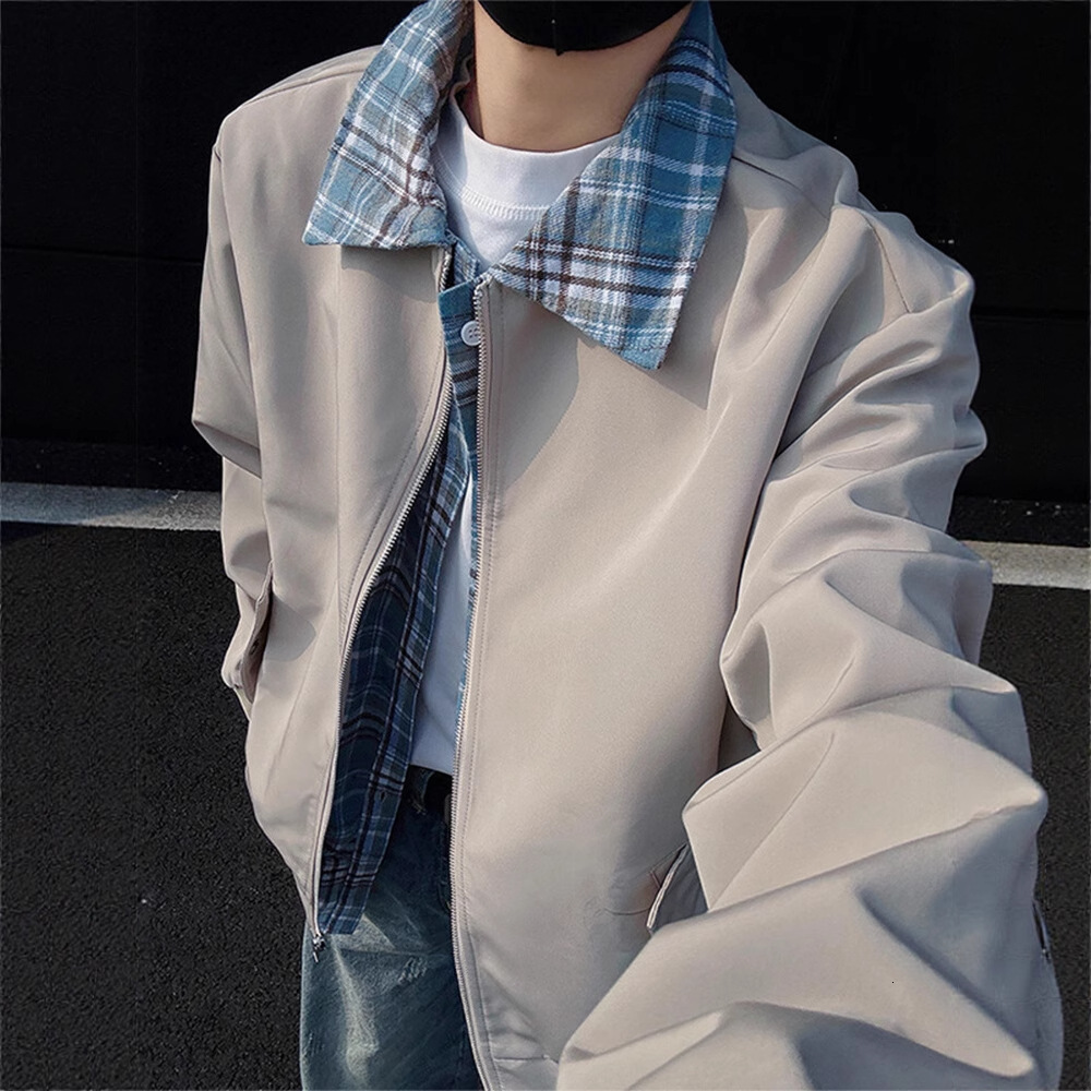 Old Money Style Fake Two-piece Jacket For Designer Coat Men 2025 Spring New Patchwork Color Block Loose Cleanfit Flight Suit Jacket