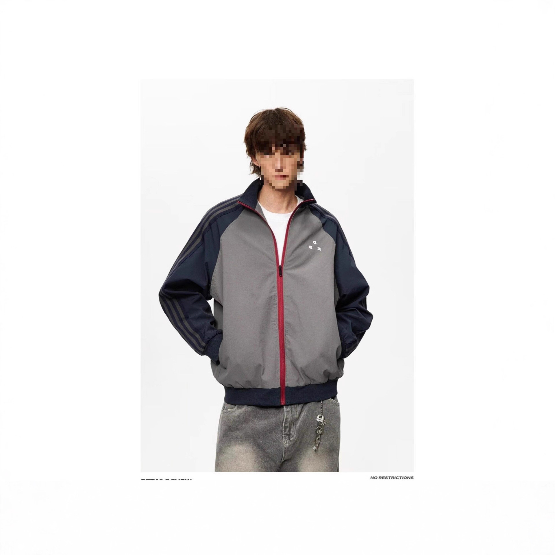 American Style Sports Striped Designer Coat Color-block Stand Collar Jacket For Men And Women 2025 Spring And Autumn New Casual Couple Coat