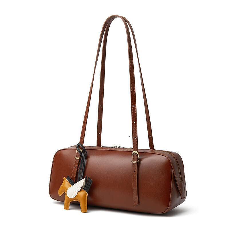 Genuine Leather Underarm Bowling Women Versatile Niche Vegetable Tanned Top Layer Cowhide Handbag Women's Bag