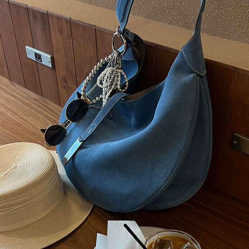 Designer Bag Tote Bag Shoulder Bag Single Shoulder Underarm Large Capacity Blue Suede Saddle For Women 2025 New High-Value Handheld Commuter Tote Bag