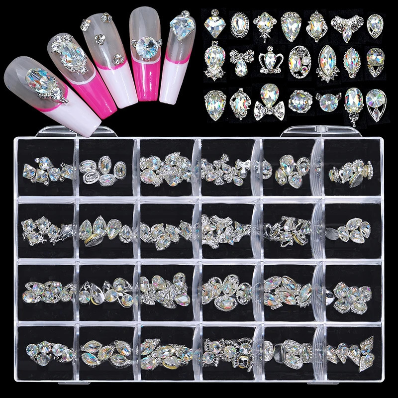 Crystal Nail Art Rhinestones Decoration Gem Stones Alloy 3D Nail Charms Diamond Parts Nail Art Accessories DIY For Nails 251027