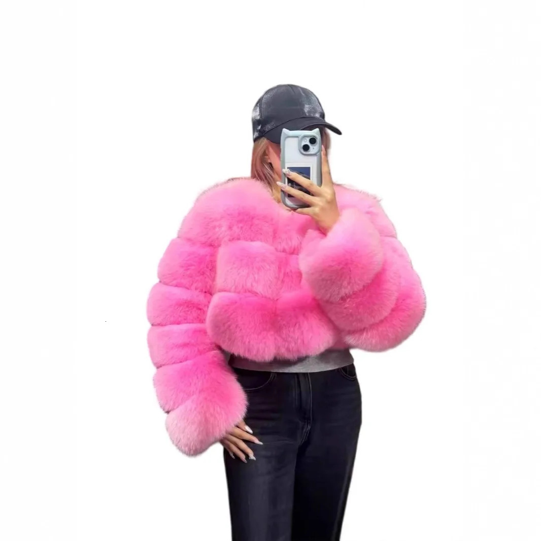 Women Faux Fur Coat Solid Short Jacket V Neck Long Sleeve Thick Warm Office Lady Elegant Casual 2025 Autumn Winter 251014