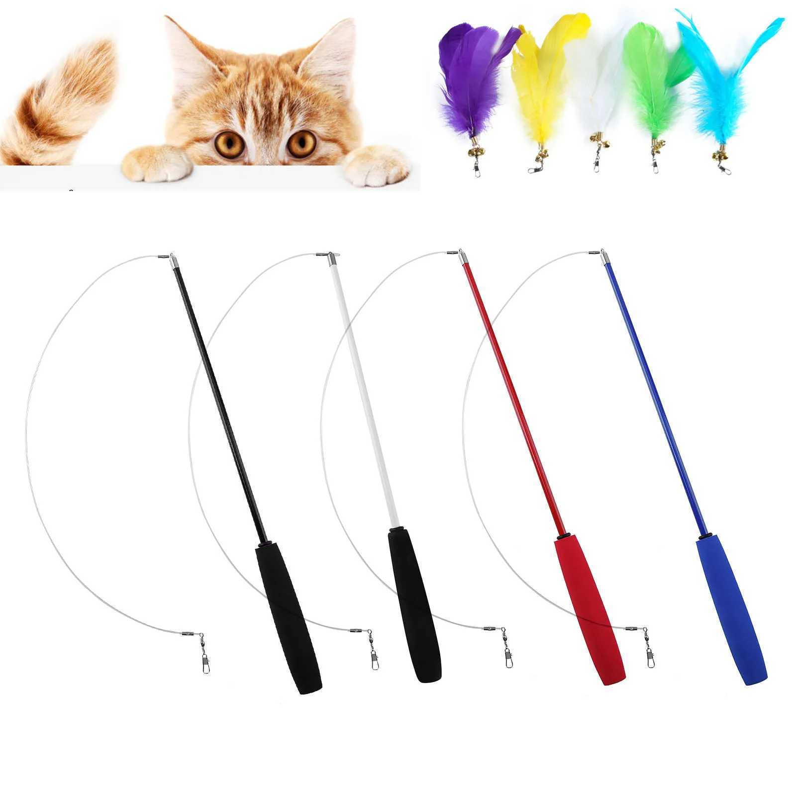 Cat Teaser Wands Interactive Retractable Fishing Pole Wand Cat Catcher Teaser Stick Rod Toy for Kitten Training Exercising S251029{category}