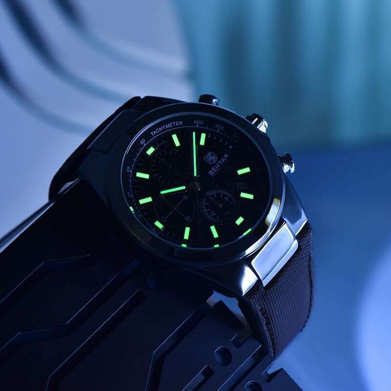 benyar new luminous multifunctional chronograph leather strap mens quartz wristwatch by5206