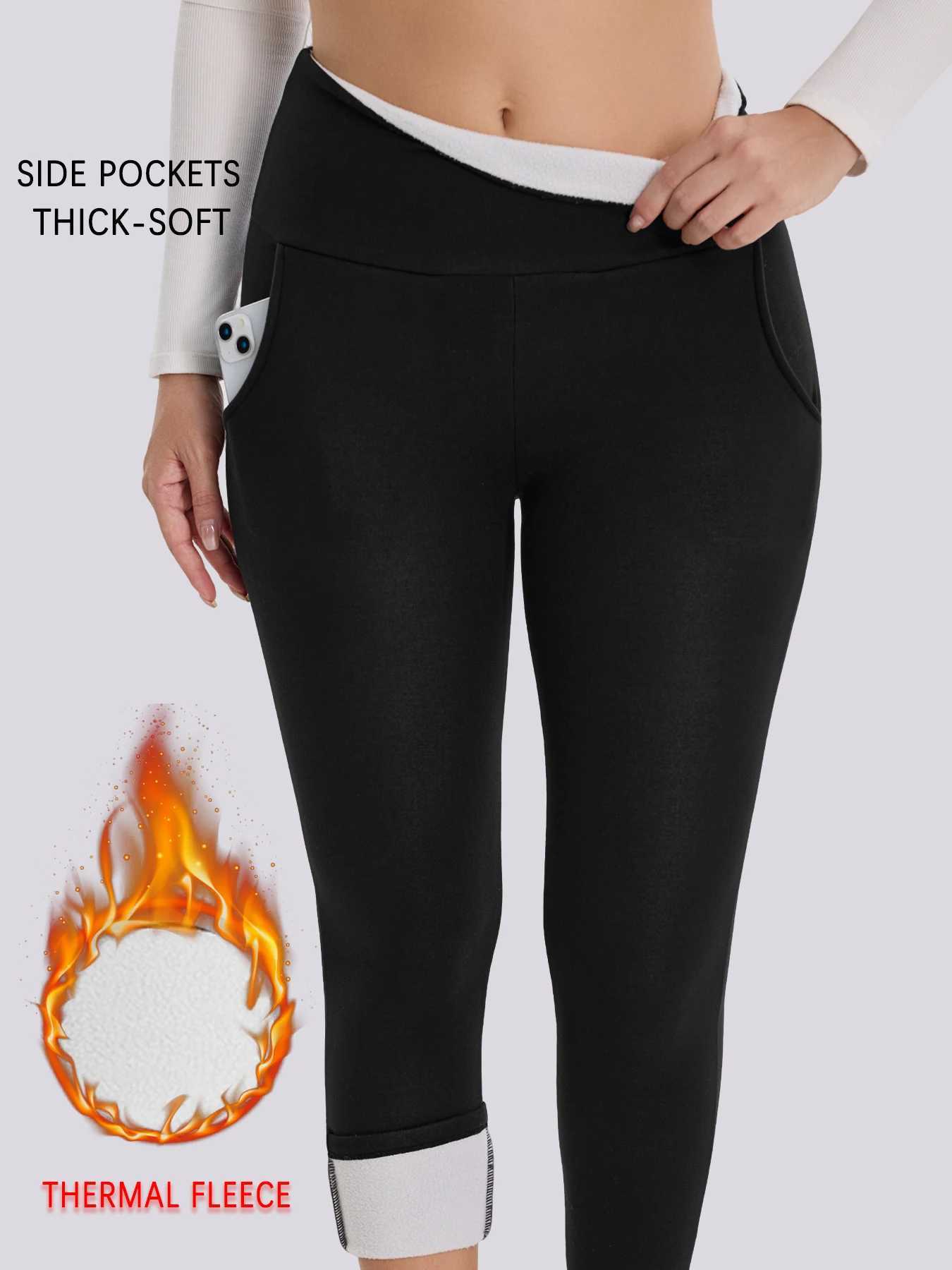 Fleecelined thermal leggings with pockets for women High waist design thick soft fabric perfect for cold winter workouts yoga J251030