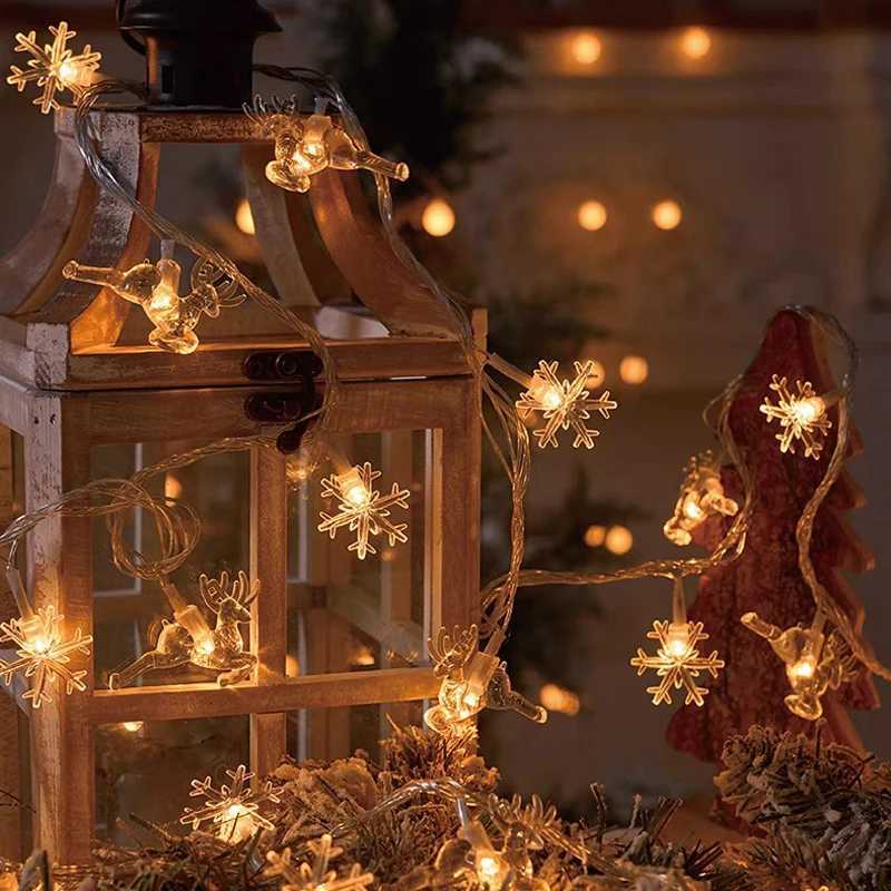 3M Christmas Lights LED Snowflake String Lights Xmas Fairy Light Lamp For Home New Year Party Supplies Christmas Tree Decor C251030