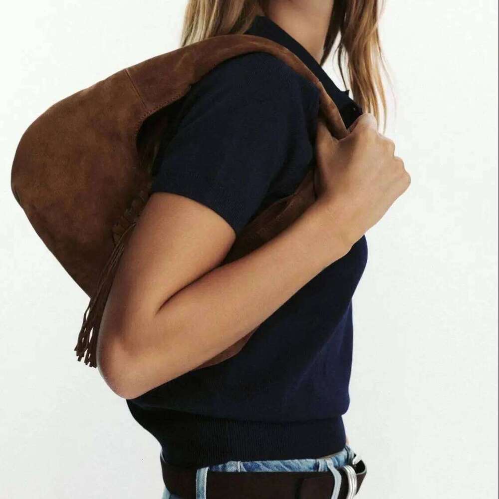 Design Suede Top Handle Handbags, Solid Color Half-Moon Shoulder Bags