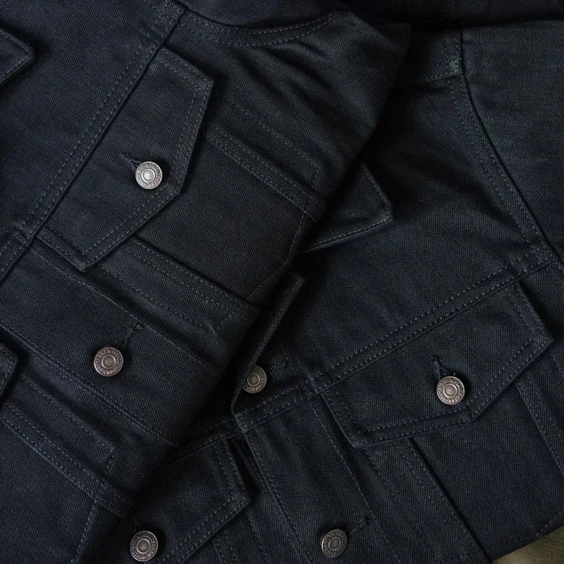 Sauce Zhan Mens Jacket Selvedge Sanforized Denim Doublesided Dyed Vulcanized Black 16 Oz 251029