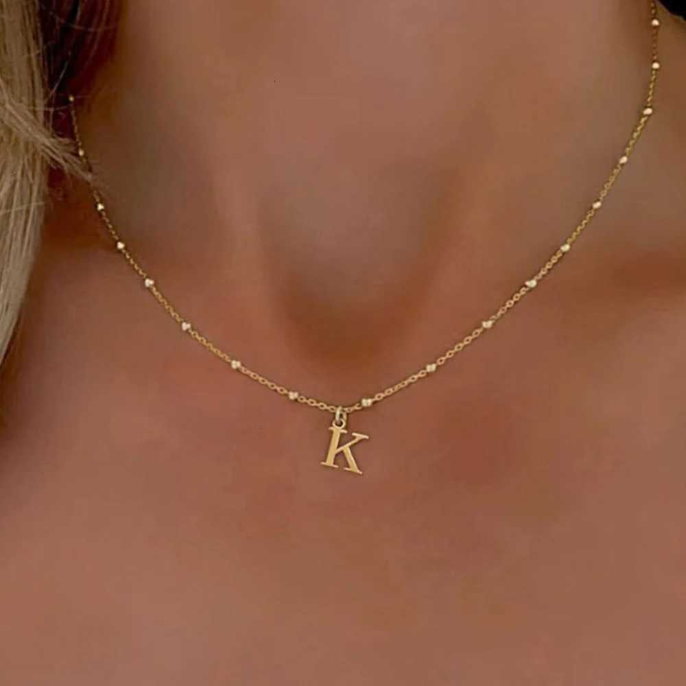 Gold Color AZ English Initial Letter Pendant Necklace For Women Metal Jewelry Stainless Steel Chain Necklaces Simple ChokerXJ251030