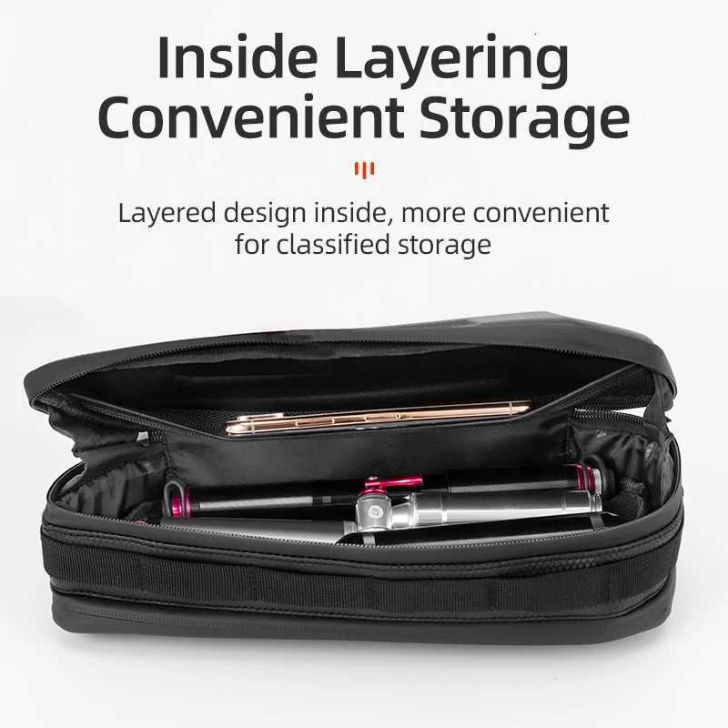 ROCKBROS Hard Shell Bicycle Bag MTB Road Bike Bag Carbon Pattern Waterproof Top Tube Bag Cycling Saddle Bag 15L High Capacity H251029