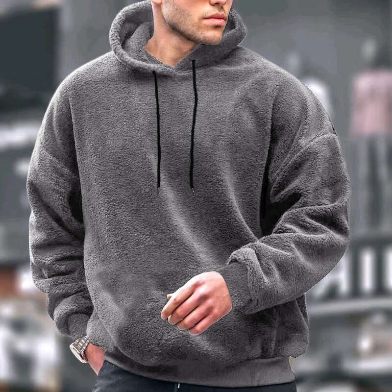 New Autumn and Winter Large Size Hooded Men's Casual Personality Fashion Sweatshirt Coral Fleece Jacket for Men