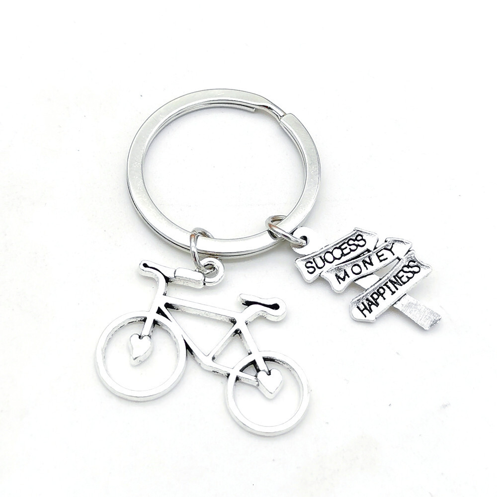 Zinc Alloy Bicycle Life Guide Sign Pendant Couple Keychain Accessory