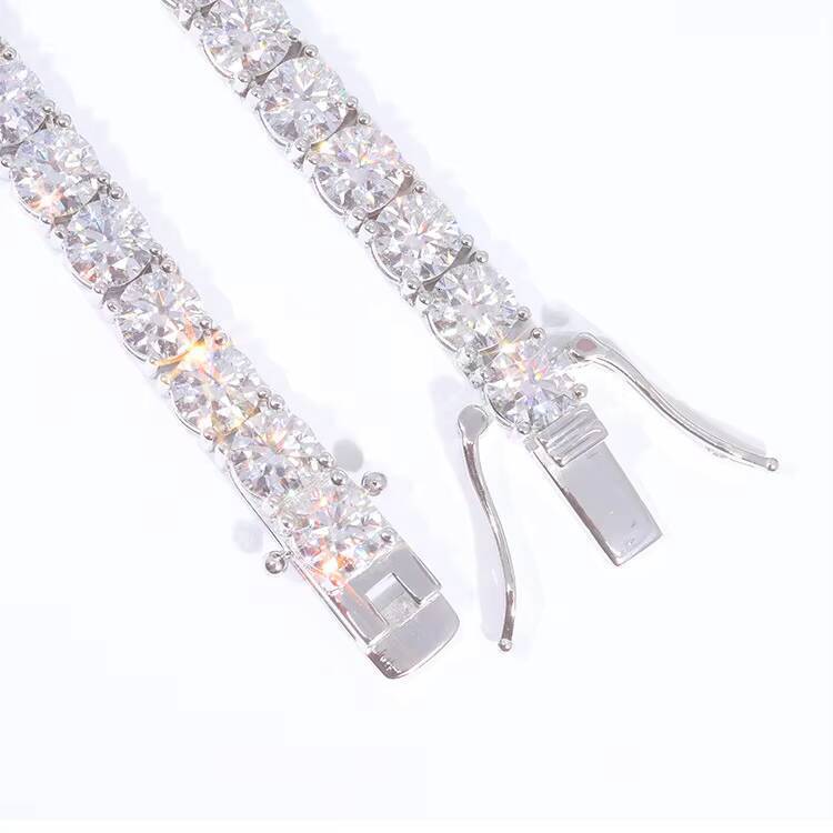 Unisex Sense Outfit Dignified Singlerow Tennis Chain S925 Sterling Silver Moissanite VVS Diamond Bracelet Bangles Jewelry