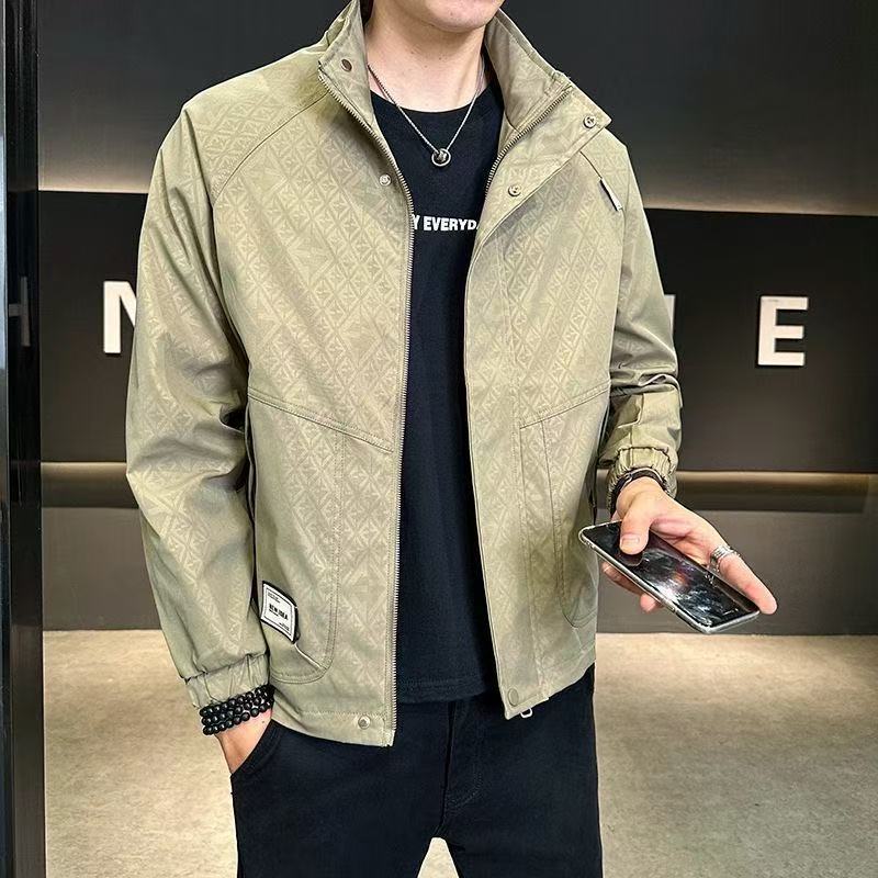 Spring And Autumn New Workwear Jacket Men's Korean Version Cool Stand Collar Top Trendy Fashion Casual Spring Designer Coat And Autumn Coat