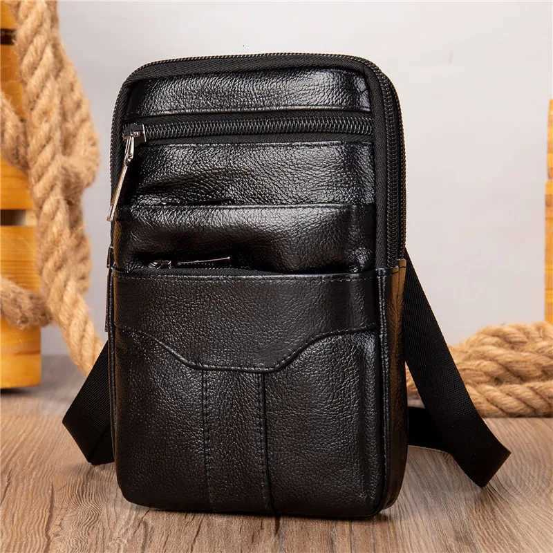 Men Genuine Leather Shoder M fanny pack High Quality Messenger Bags Mens Fi Business Belt Bag Small Briefcase Waist Y251011