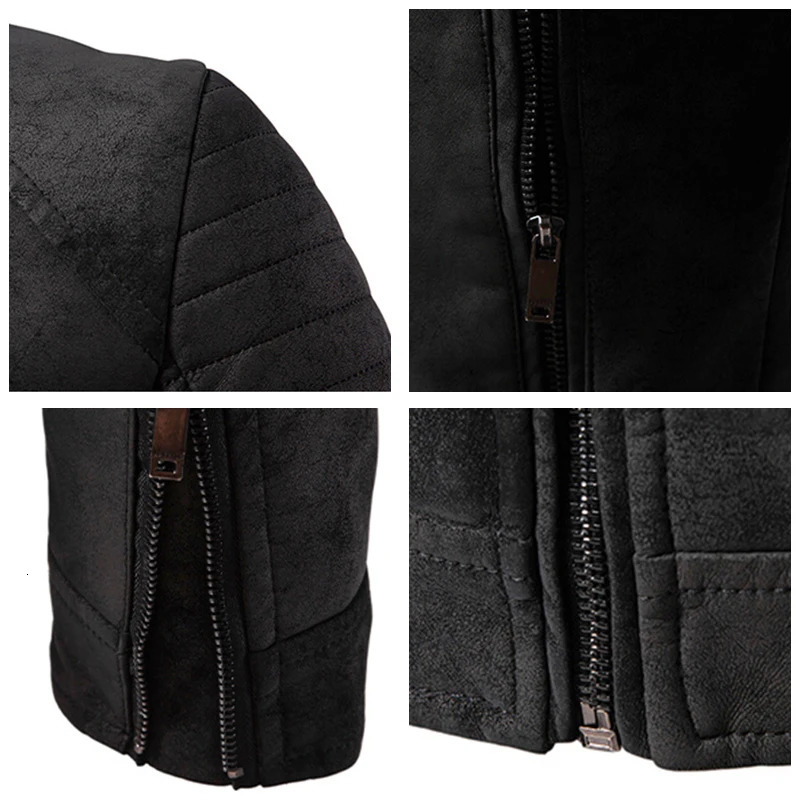 Autumn Winter Breathable Solid Windproof Men Coat Casual Retro Leather Jacket Outdoors Fashion Versatile Stand Collar Tops 251029