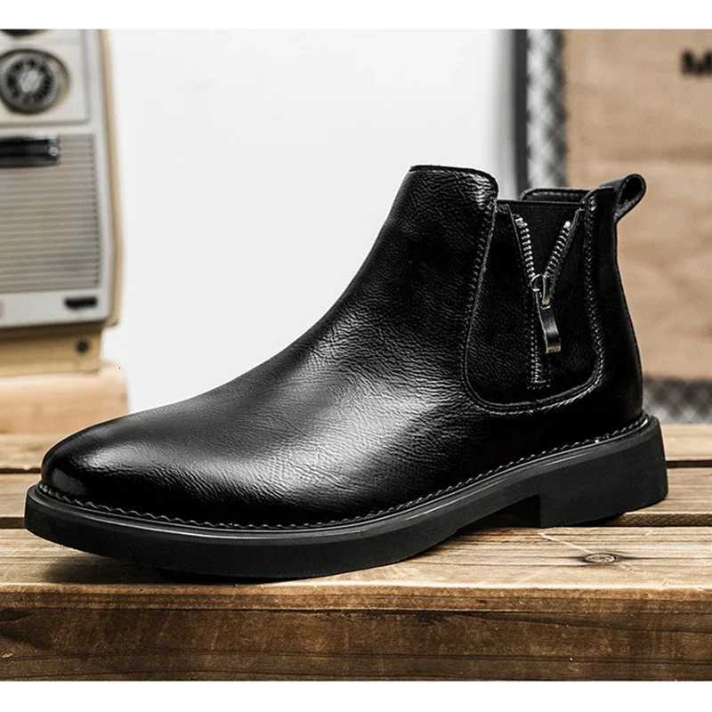Fashion Winter Genuine Leather Shoes Mens Chelsea Boots Warm Plush British Style Nonslip Brand Male Footwear DX560 Z251029
