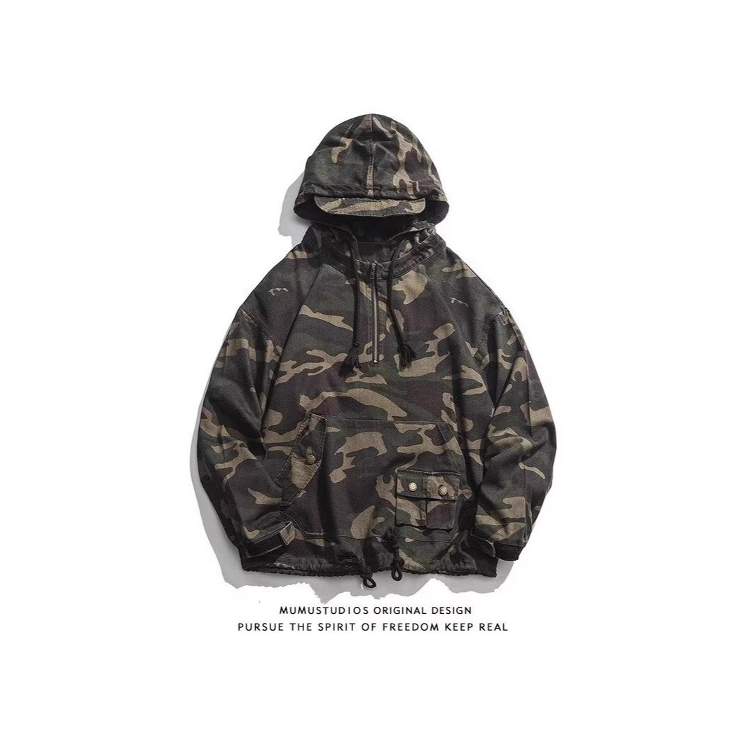 American Style Designer Coat Camouflage Jacket For Men New Autumn Hooded Loose Street Style Cool Casual Jacket